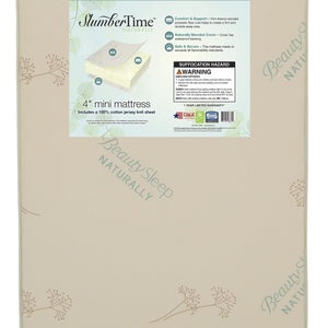 SlumberTime Naturally 4-Inch Mini Crib Mattress 15-SlumberTime Naturally 4-Inch Mini Crib Mattress with 100% Cotton Fitted Crib Sheet