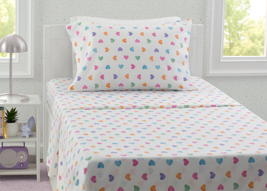 Hearts (3014) 1-Hearts Printed 3-Piece Twin Sheet Set