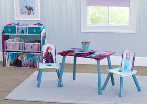 Frozen 2 (1097) 0-Disney Frozen II 4-Piece Playroom Solution  – Set Includes Table and 2 Chairs and 6-Bin Toy Organizer