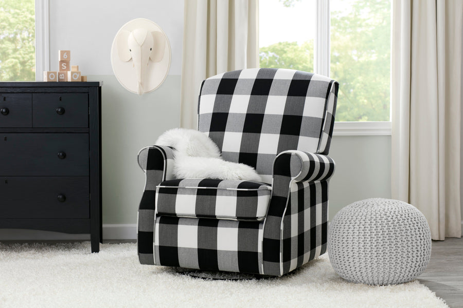 Black Plaid (1355) 10-Oakley Nursery Glider Swivel Rocker Chair