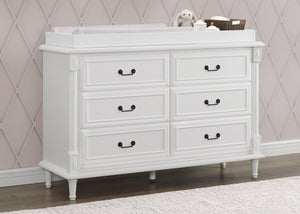 Bianca White (130) 1-Juliette 6 Drawer Dresser with Changing Top