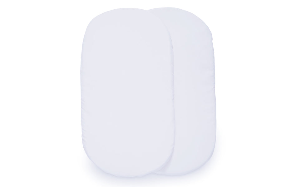 White (100) 4-Fitted Bassinet Sheet Set, 2-Pack - Compatible with the Following Delta Children Bassinet: 25402