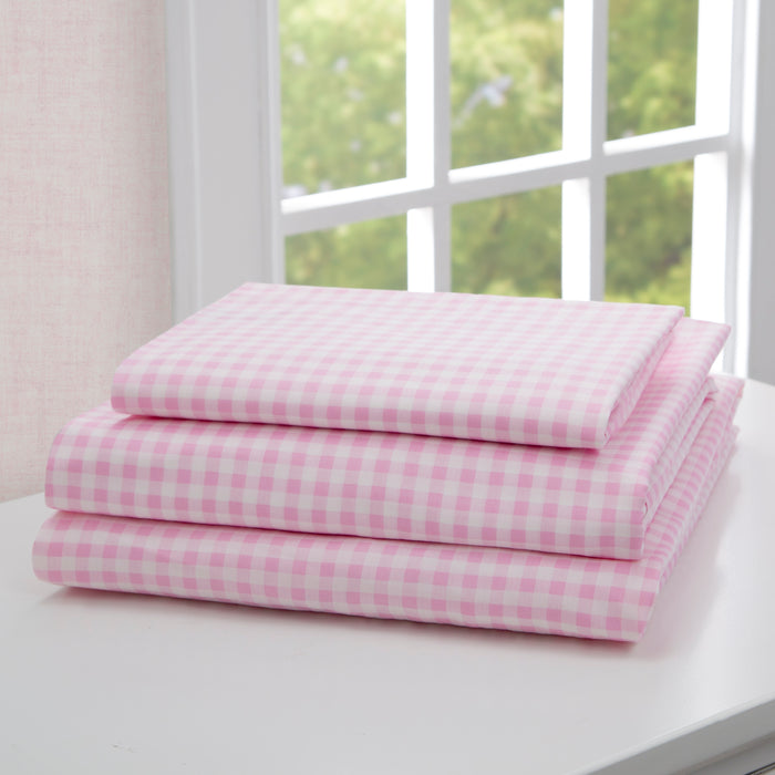Pink Gingham (3022) 2-Pink Gingham 3-Piece Twin Sheet Set