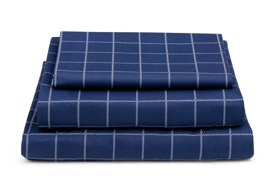 DCB: Navy Plaid (3219) 5-Plaid 3-Piece Twin Sheet Set