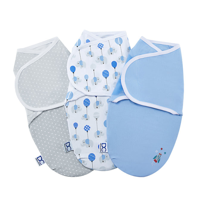 Boy (5003) 2-Little Lambs Adjustable Swaddle Wrap - Size Extra Small, Fits Babies 0-3 Months/4-7 lbs., 3-Pack