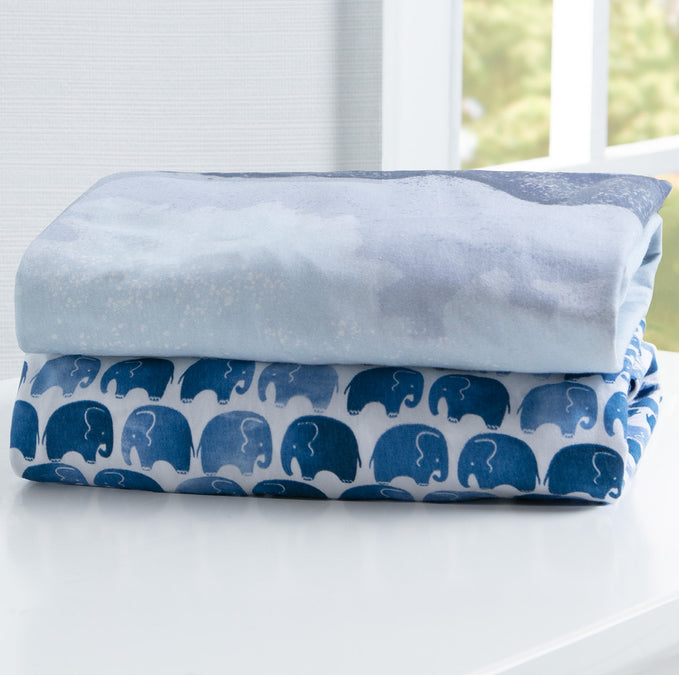 Watercolor Elephant (3413) 8-Watercolor Elephant Fitted Crib Sheets - 2 Pack