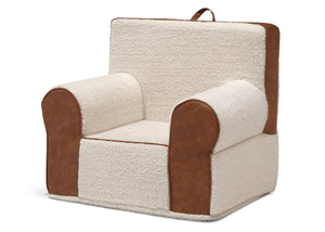 Cream Sherpa with Brown Leather (5047) 4-Deluxe Cozee Sherpa and Faux Leather Chair for Kids