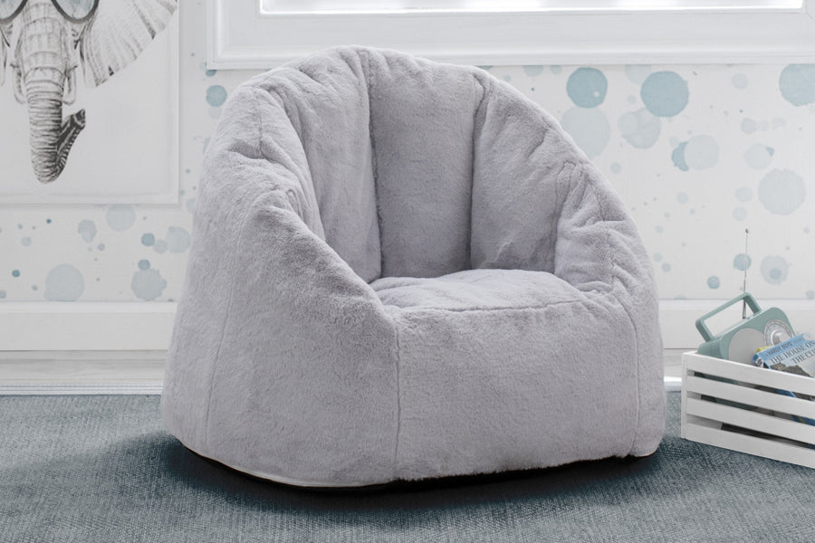 Grey Suede (5000) 3-Cozee Fluffy Chair, Toddler Size (For Kids Up to 6 Years Old)