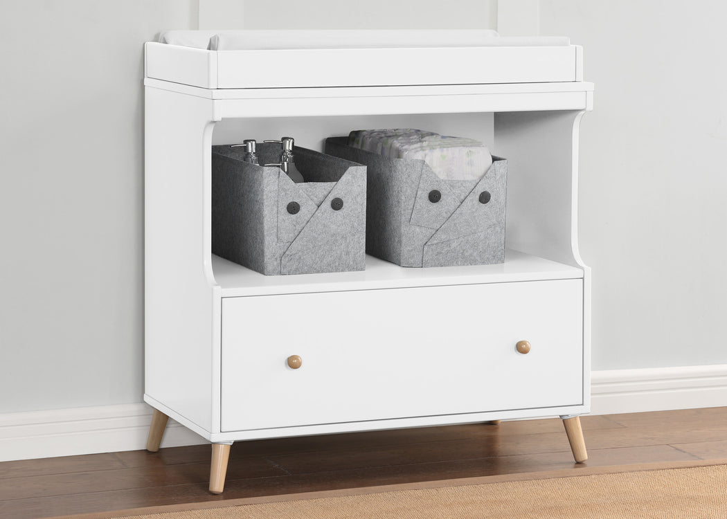 Essex Convertible Changing Table with DrawerBianca White with Natural (123)