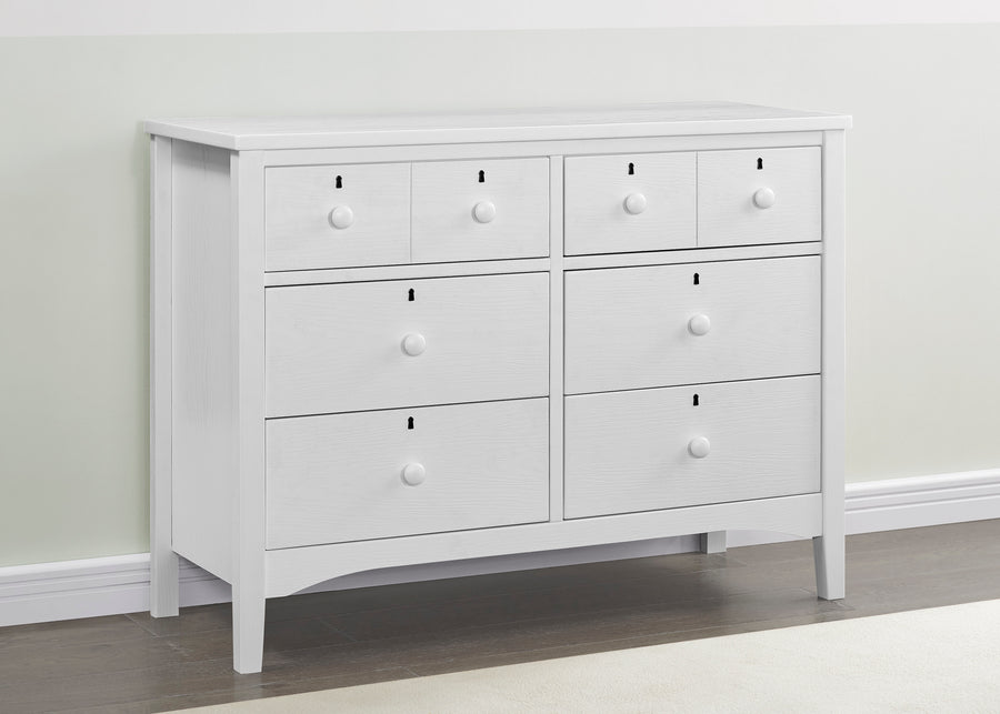 Textured White (1349) 5-Farmhouse 6 Drawer Dresser