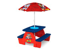 Paw Patrol (1121) 4-PAW Patrol 4 Seat Activity Picnic Table with Umbrella and Lego Compatible Tabletop