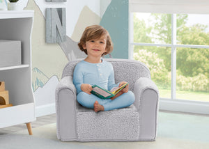 Grey Sherpa with Grey Suede (5048) 0-Cozee Sherpa and Suede Chair for Kids