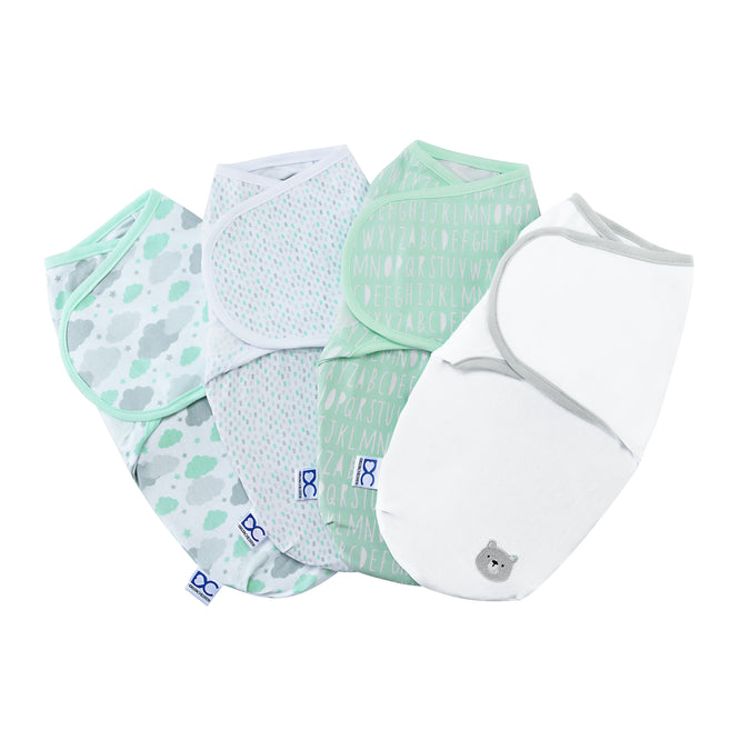 Unisex (5005) 2-Little Lambs Adjustable Swaddle Wrap - Size Large, Fits Babies 3-6 Months/14-18 lbs., 4-Pack