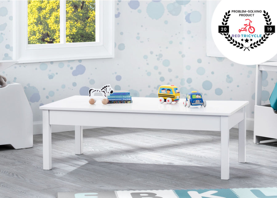 Delta Children Bianca White 130 Grow-With-Me Table (W101301) hangtag Silo 8-Grow-With-Me Table