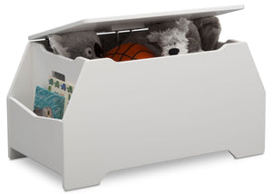 Delta Children Bianca White (130) Nolan Toybox (W101450), Right Silo with Props, b3b 10-Signature Toy Box w/ Book Storage