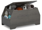 Delta Children Crafted Grey (1333) Nolan Toybox (W101450), Right Silo with Props, c3c 10-Signature Toy Box w/ Book Storage