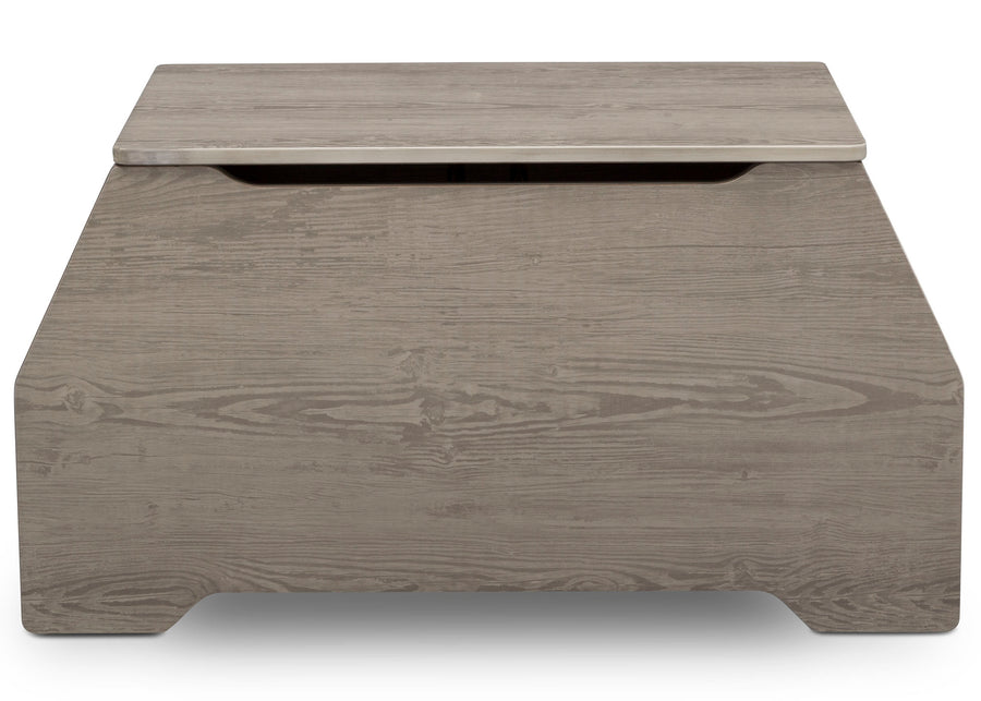 Delta Children Crafted Limestone (1334) Nolan Toybox (W101450), Front View, d4d 16-Signature Toy Box w/ Book Storage