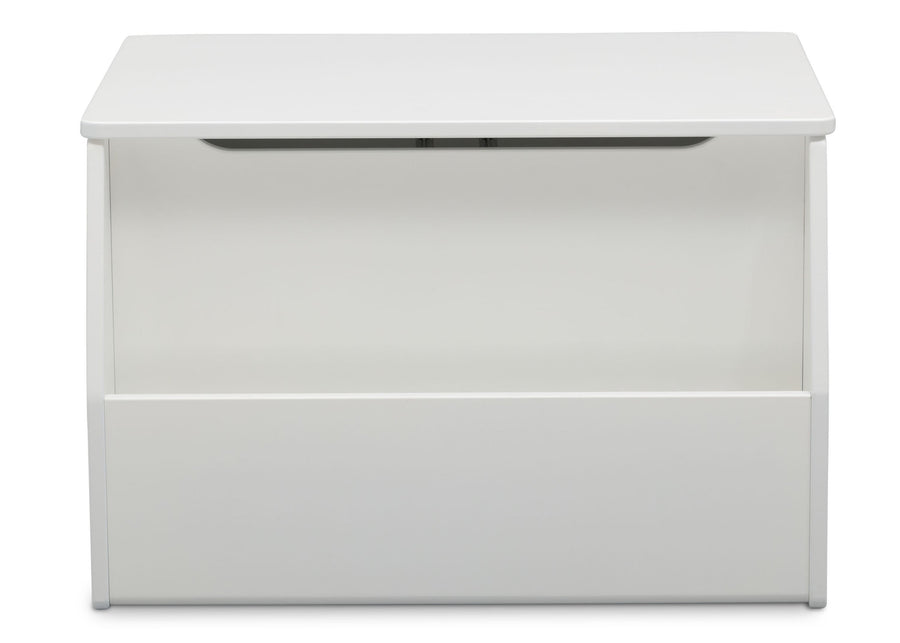 Delta Children Bianca White (130) Nolan Toybox (W101451), Front Facing b4b 4-Classic Toy Box with Book Storage