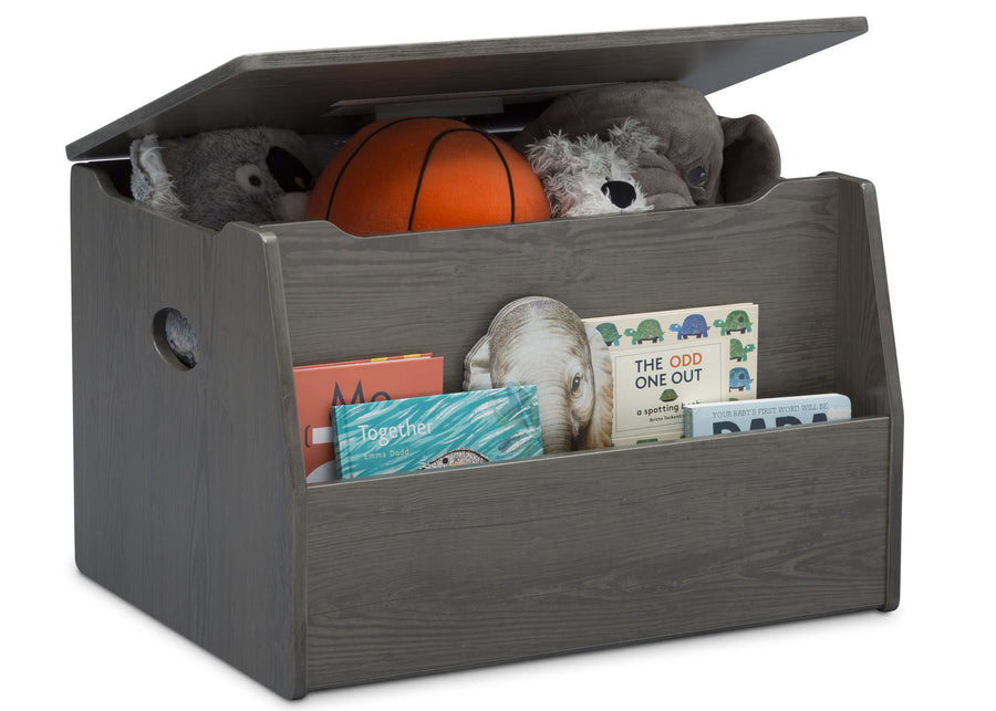 Delta Children Crafted Grey (1333) Nolan Toybox (W101451), Right Silo with Props c3c 10-Classic Toy Box with Book Storage