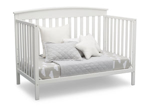 Delta Children Bianca White (130) Finley 4-in-1 Convertible Baby Crib Day Bed Angled View a6a 7-Finley 4-in-1 Convertible Baby Crib