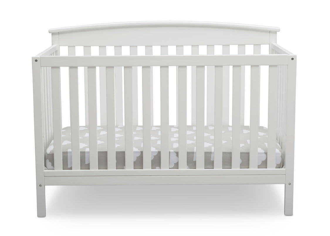 Delta Children Bianca White (130) Finley 4-in-1 Convertible Baby Crib Front View a3a
