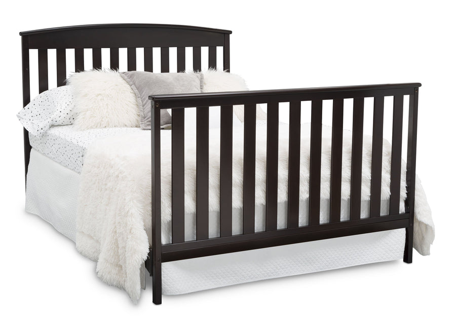 Delta Children Duke 4-in-1 Convertible Baby Crib with Under Drawer, Dark Chocolate (207) Full Bed Right View a7a 7-Duke 4-in-1 Convertible Baby Crib with Under Drawer