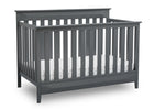 Delta Children Charcoal Grey (029) Cameron 4-in-1 Convertible Baby Crib Angled View a4a 5-Cameron 4-in-1 Convertible Baby Crib