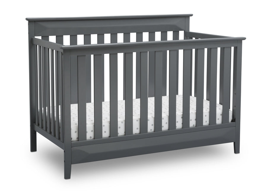 Delta Children Charcoal Grey (029) Cameron 4-in-1 Convertible Baby Crib Angled View a4a 5-Cameron 4-in-1 Convertible Baby Crib