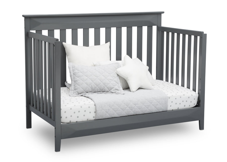 Delta Children Charcoal Grey (029) Cameron 4-in-1 Convertible Baby Crib Day Bed Angled View a6a 7-Cameron 4-in-1 Convertible Baby Crib