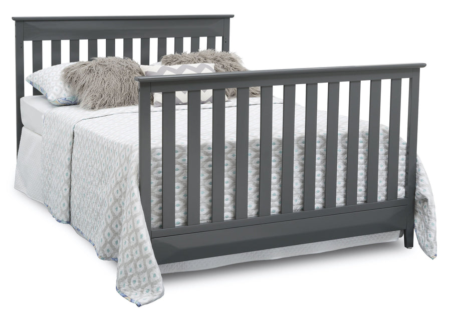 Delta Children Charcoal Grey (029) Cameron 4-in-1 Convertible Baby Crib Full Bed Angled View a7a 8-Cameron 4-in-1 Convertible Baby Crib