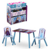 Frozen 2 (1097) 2-Disney Frozen II 4-Piece Playroom Solution  – Set Includes Table and 2 Chairs and 6-Bin Toy Organizer