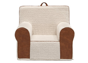 DCB: Cream Sherpa with Brown Leather (5047) 2-Deluxe Cozee Sherpa and Faux Leather Chair for Kids