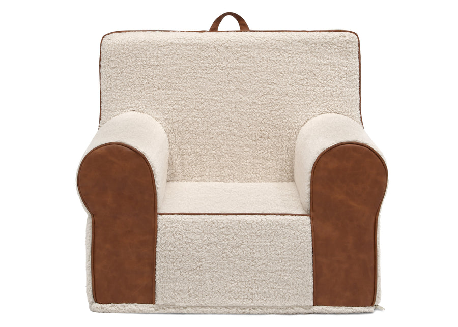 DCB: Cream Sherpa with Brown Leather (5047) 2-Deluxe Cozee Sherpa and Faux Leather Chair for Kids