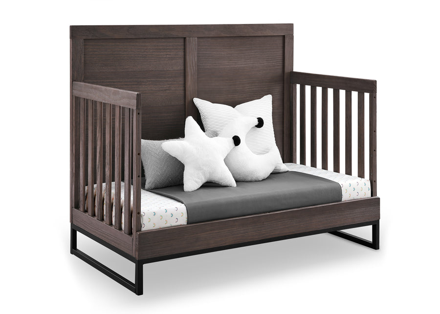 Rustic Grey with Matte Black (1469) 12-Foundry 6-in-1 Convertible Crib