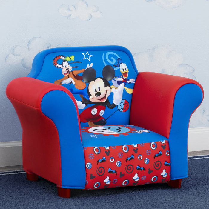 Mickey Hot Dog (1054) 1-Mickey Mouse Kids Upholstered Chair with Sculpted Plastic Frame