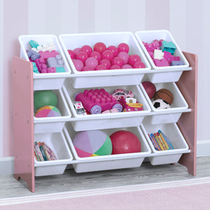 Dusty Rose Pink (692C) 29-MySize 9 Bin Plastic Toy Organizer