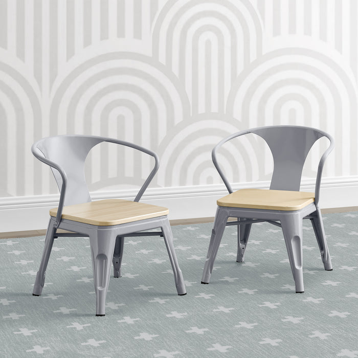 Grey with Natural (1439) 0-Bistro 2-Piece Chair Set