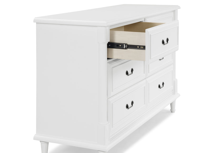 Bianca White (130) 12-Juliette 6 Drawer Dresser with Changing Top and Interlocking Drawers