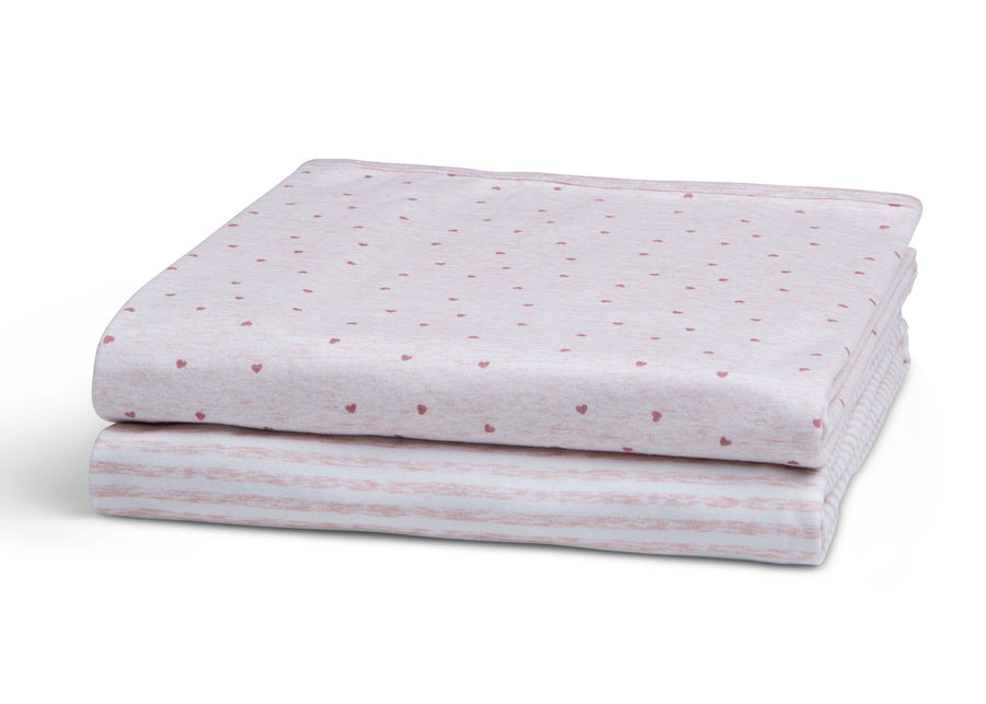 Pink Hearts & Stripes (3029) 12-babyGap Reversible 100% Organic Cotton Blankets - 2 Pack