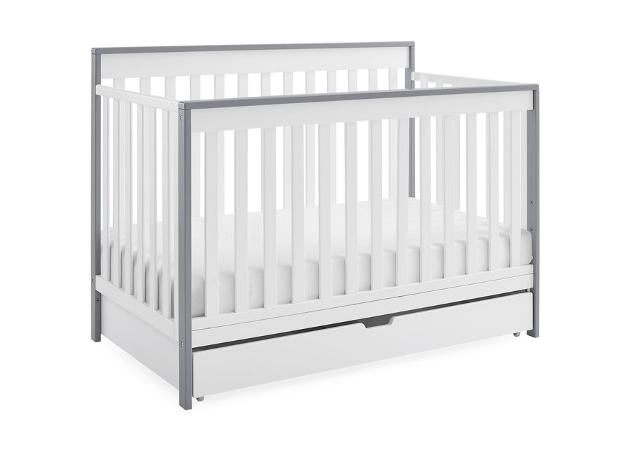 Bianca White with Grey (166) 3-Mercer 6-in-1 Convertible Crib with Storage Trundle