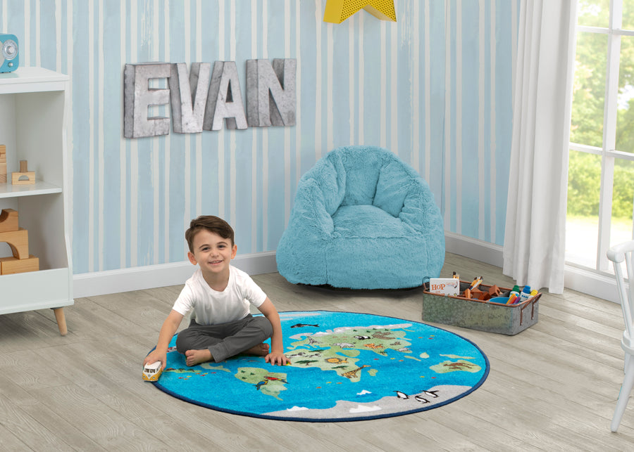 World Map (3221) 1-World Map Round Area Rug for Kids, 39-Inch