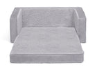 Grey Sherpa with Grey Suede (5048) 5-Cozee Flip-Out Sherpa and Suede 2-in-1 Convertible Sofa to Lounger for Kids