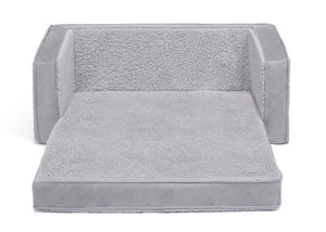 Grey Sherpa with Grey Suede (5048) 5-Cozee Flip-Out Sherpa and Suede 2-in-1 Convertible Sofa to Lounger for Kids