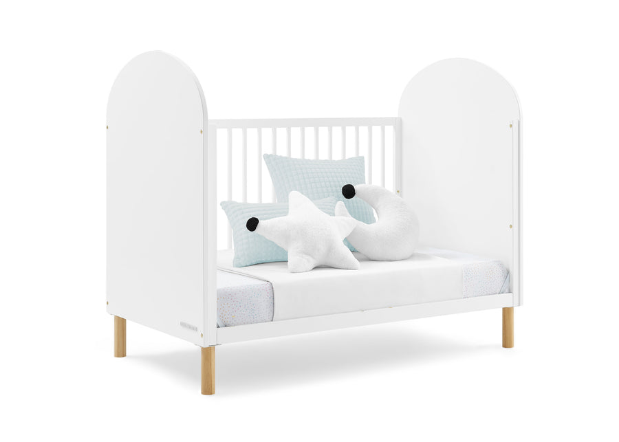 Bianca White with Natural (123) 5-Reese 4-in-1 Convertible Crib