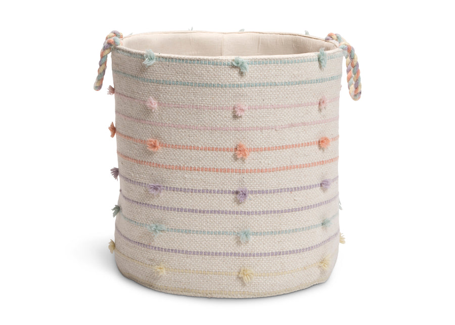 Assorted (999) 2-Pastel Pom-Pom Handwoven Basket